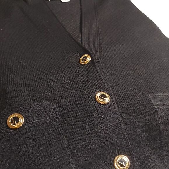 Vintage St. John Cardigan Black Button Up V Neck - Picture 10 of 11